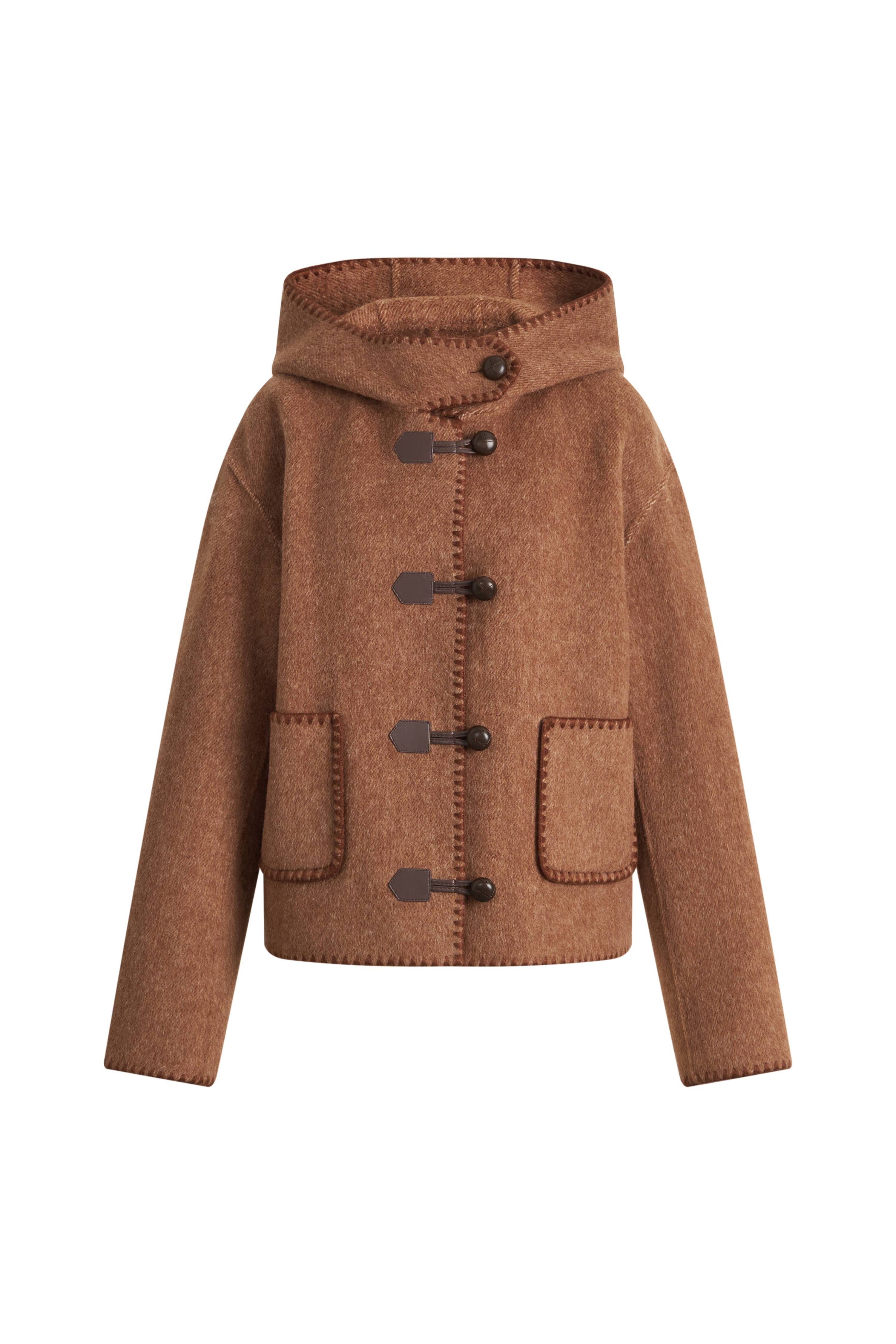 Carina Embroidered Hooded Short Coat in Merino Alpaca Twill – fbrq.com