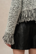 Sara Fringe Knit Jacket in Multi-Yarn Blend