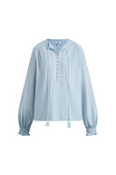 Chemise française Crepus rayée à franges et nouée en jacquard de coton