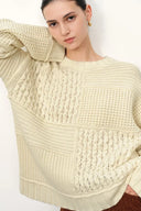 Pull Heidi à textures mixtes en tricot de laine mérinos