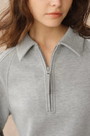 Danielle Leder Reißverschluss Leichtes Sweatshirt in Spacer-Strickstoff