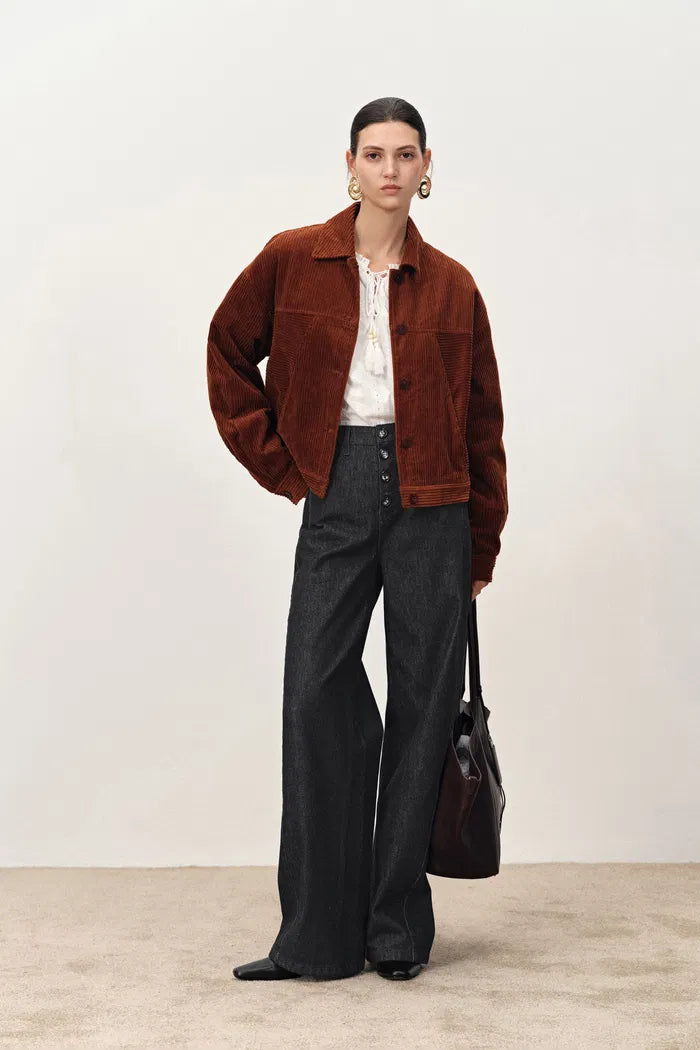 Yori Casual Wide Leg Jeans in Cotton Denim