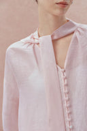 Blusa bordada Paz Pink en mezcla de seda y lino