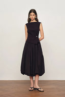 Freya Twisted Drape Sleeveless Top and Bubble Skirt Set in Cotton Blend