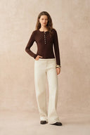 Tia Layered Look Long Sleeve T Shirt in Tencel-Merino Knit