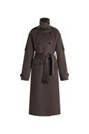 Manteau long croisé Tristan en mérinos double face cachemire