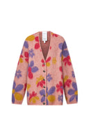 Louloudia Floral Jacquard Knit Cardigan in Merino Mohair Blend