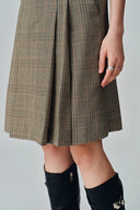 Javia Plaid Pleated Skirt in Prince of Wales Merino Wool