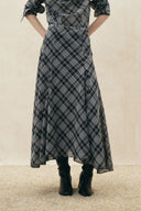 Fern Plaid Panelled Skirt in Cotton Blend