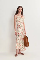 Robe Sans Manches Juliet Florale à Col Drapé en Soie Mûrier