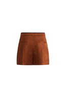 Marian Color Block Trim Shorts in Faux Suede