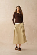 Tia Layered Look Long Sleeve T Shirt in Tencel-Merino Knit