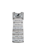 Twilight Embroidered Sleeveless Dress in Beaded Mesh