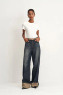 Paz Contrast Folded Cuff Washed Cuffed Jeans