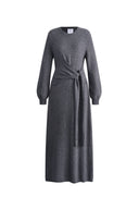 Nora Asymmetric Knotted Maxi Dress in Merino Wool Knit