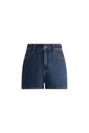 Anja Hand Embroidered Shorts in Cotton Denim