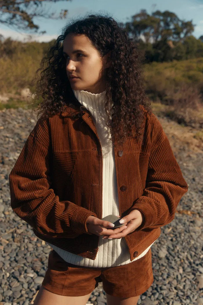 Aaliyah Dropped Shoulder Jacket in Corduroy Cotton