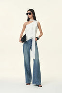 Eclipse-D Rhinestone Washed Jeans in Cotton Denim