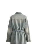 Veste safari à cordon de serrage Esme en denim coton