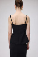 Top Peplum Senza Maniche Clara in Tweed Misto Lana