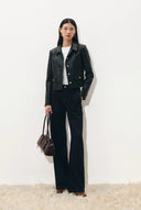 Shay Tailored Cropped Blazer in Vegan Leather