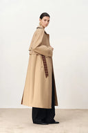 Barga Single Breasted Long Trench Coat in Cotton