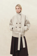 Asa Belted Low Waist Cropped Coat in Wool Blend