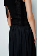 Sama Maxikleid aus gemischten Stoffen aus Stretch-Seide und Mikroplissee-Nylon