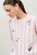 Aria Hand Beaded Sweater in Wool-Silk Blend