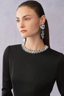 Vestido maxi con cuello de pedrería cosido a mano Nokta en tejido estilo lino
