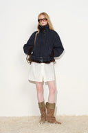 Lim Vintage Belted Padded Cropped Jacket in 100% Cotton