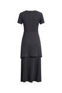 Isla Grey Ruched Tie Front T-Shirt Dress