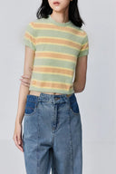 Top Corto a Righe Amber in Maglia