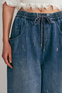Jean large Bulb scintillant en denim coton