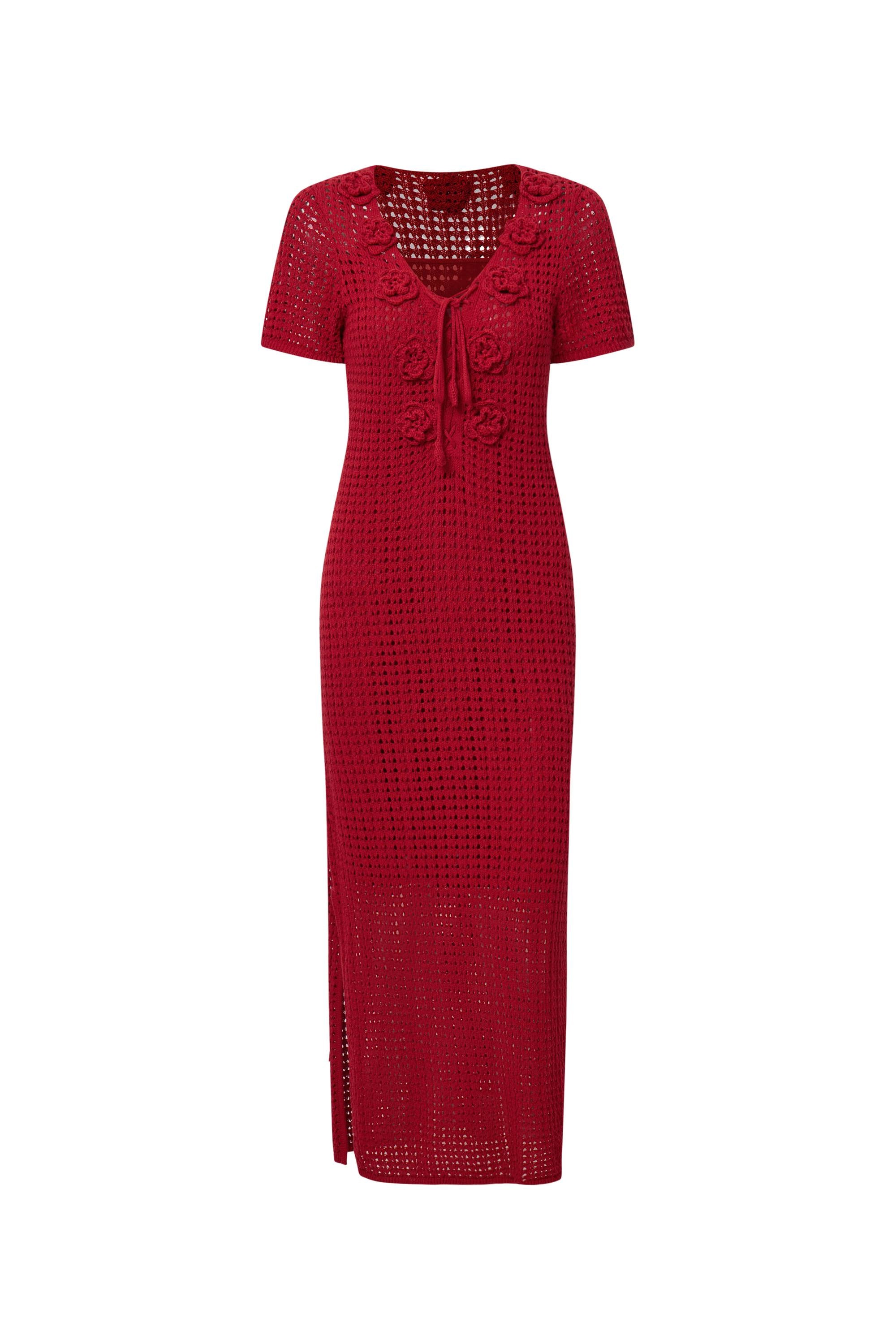 Golf Floral Crocheted Knit Dress in Hemp Cotton Knit M Golf Floral Crocheted Knit Dress in Hemp Cotton Knit M