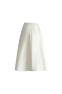 Falda floral 3D artesanal Lea en satén de seda y lana