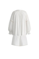 Emily Embroidered Collar Top and Shorts Matching Set in Silk Cotton Blend