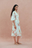 Lou Flora Long Sleeves Dress in Silk-Linen Blend