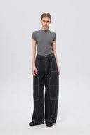 Sam Wide Barrel Leg Jeans in Cotton Denim