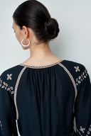 Antonia Embroidered Robe Dress in Linen Blend