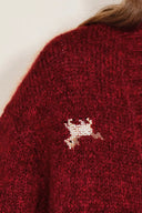 Erica V-Ausschnitt bestickter Pony-Cardigan aus Woll-Mohair-Mischstrick