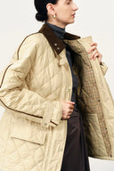 Isla Contrast Collar Quilted Down Jacket in Water-Resistant Cotton