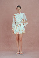 Shorts Beryl Flora in Seta-Lino