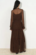 Vestido Anselm con lunares, volante en el borde y vestido interior de forro