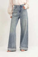 Emerie Straight Wide Leg Jeans in Cotton Denim