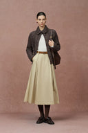 Avery Zwei-Looks Kragen Melierter Floraler Cardigan-Mantel aus Merinowolle