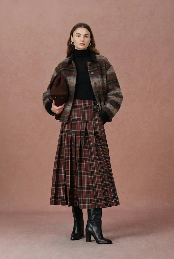 Audrey Corduroy Plaid Jacket in Double Faced Merino Alpaca Tweed