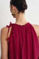 Alice Handgewebtes Flora Ärmelloses Kleid aus Acetat-Leinen-Mischung
