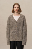 Eva Metallic Thread Cardigan in Wool-Cashmere Blend Knit
