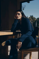 Vivi Fitted Stretch Wide Leg Pants in Wool Blend